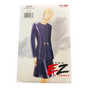 Vintage 1990s Vogue Sewing Pattern 9325 Misses Jacket Dress Sz 14-18 Uncut